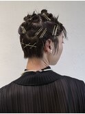 ショートヘアアレンジ ピンアレンジ お呼ばれヘア