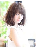 パーマでお手入れ簡単☆小顔ミディアムパーマヘアスタイル