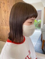 トップヘアー ミカワアンジョウ 安城(TOPHAIR MIKAWA ANJO)&nbsp;外ハネオン眉ボブ/ぱっつん前髪/アッシュブラック