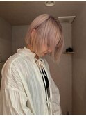 切りっぱなしボブ/小顔レイヤー/ベージュカラー