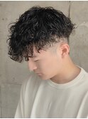 波巻きパーマ ツーブロック メンズショート マッシュパーマ