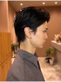 アッシュブラック　刈り上げなし　ビジネスマン　ベリーショート