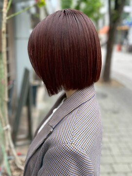 ローレンアンドパレード 並木坂店(Lauren&Parade) チェリーブラウン 切りっぱなしボブ 艶髪 ブリーチなしカラー