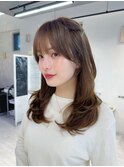 ブリーチなしダブルカラーミルクティー韓国レイヤーミディアム
