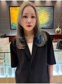 レイヤーカット×クリアシルバー インナーブルー