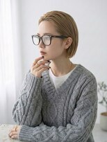 キビト(kibito) ミニボブミルクティーブロンドベージュ30代メガネ女子眼鏡女子