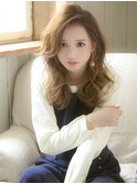 かきあげロング ゆるふわウェーブ ミックスパーマ アッシュ