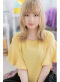 ホワイトラベンダー★外国人風ブロンドロングウルフb1