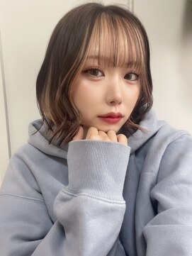 ロンドヴァリー 渋谷店(Lond vallee) 外はねボブセクションカラーホワイトベージュ