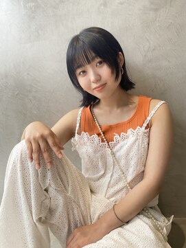 グリーン(green) お顔周りレイヤー×ぱっつとボブ