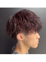 ランディ(RANDY)&nbsp;メンズ ツイストパーマ ツーブロック レッドバイオレット