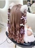 編み下ろしハーフツイン/梅田ヘアセット