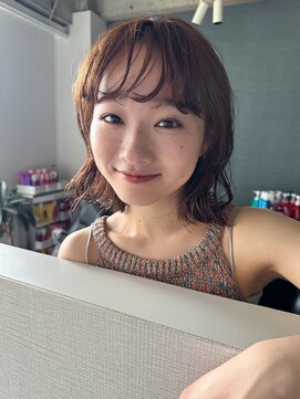 アム(amu) ボブパーマ/パーマボブ/デジタルパーマ/オレンジベージュ/ボブ