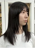 ミディアムロブレイヤー艶髪酸性ストレート