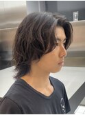 渋谷メンズボブウルフ緩めスパイラルパーマニュアンスパーマ