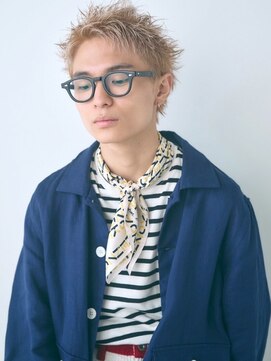 ヨハク メンズ 大阪梅田中崎町(yohaku メンズ) <42>ブリーチスパイキーベリーショート×ホワイトブロンド