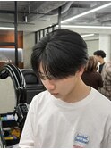 メンズセンターパートニュアンスパーマアップバング