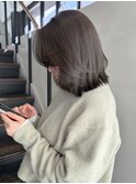 ブリーチなしダブルカラー オリーブグレージュ ボブ/林