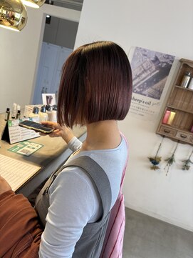 アヴァンス なかもず店(AVANCE.) パッっとボブ×ラインボブ×チェリーレッド×グラデーション