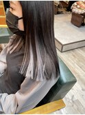 ロングヘアブリーチカラーインナーカラーホワイトシルバー