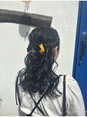 編み込みハーフアップ