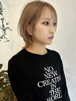 トレヘアー(tRe hair)&nbsp;ダブルカラー　ウルフカット　ハイトーン　ミルクティー
