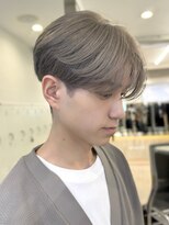 サンクマーケット 渋谷(cinq MARKET) 韓国メンズアッシュグレージュカラーシースルーマッシュシルバー