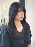 桑名ロングレイヤーカットハッシュカット透明感カラー重めロング
