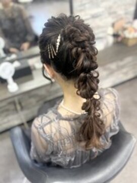 結婚式の参列に♪♪編みおろしポニー＊°*