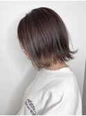 スタイリング簡単◎赤みなしミルクティベージュ切りっぱなしボブ