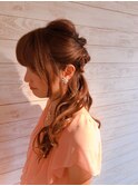 くるりんぱねじり編みハーフアップ