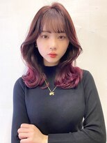 韓国ひし形シルエット/ワインレッド