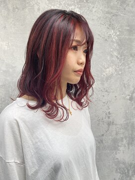 ネイロ 錦糸町(NeiRo) ハイライトカラーレッドカラーロングヘアデザインカラー