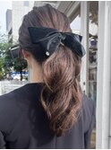 お呼ばれヘア大人かわいいポニーテールヘアアレンジ