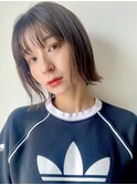 くびれボブ小顔カット暗髪ブルーカラー髪質改善イメチェン