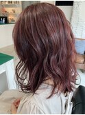 Lien☆ベリーピンク×耳かけボブ×ダブルカラー×毛先パーマ