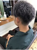 メンズツーブロックアッシュグレー