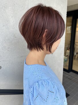 アソビ 表参道(ASOBI) 丸みくびれ　ピンクカラーのショートボブ40代50代