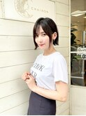 前髪ありタイトスタイル大人美人ショートボブ30代梅ヶ丘美容室