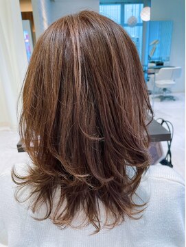 アメイジングヘアー 美沢店(AMAZING HAIR) ミディアムレイヤー/カーキアッシュ/ハイライト/ふんわりカール