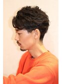 顔まわりスッキリかきあげパーマ