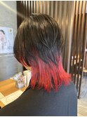 ウルフカット×インナーレッドカラー〔西尾〕