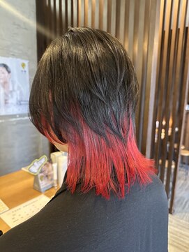 ブランシェ 小牧店(BRANCHE) ウルフカット×インナーレッドカラー〔西尾〕