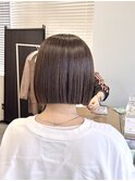 ホワイトグレージュミニウルフデジタルパーマチェリーブラウン