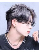 ホワイトシルバーエンドカラーセンターパート