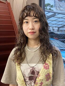 フェンヘアーアイス 中目黒(Fen.hair ici) くせ毛風ウルフパーマ前髪パーマロングパーマアッシュブラウン