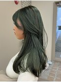20代30代ブリーチなし冬オリーブカラーモスグリーン
