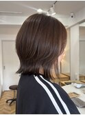 ロングボブ／やわらかアッシュブラウン