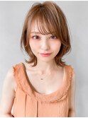 サイドバングピンクベージュ大人可愛いうるツヤイメチェン