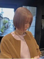 ポーズヘアー 大阪 福島(PAUSE HAIR)&nbsp;前下がりボブ×ピンクベージュ